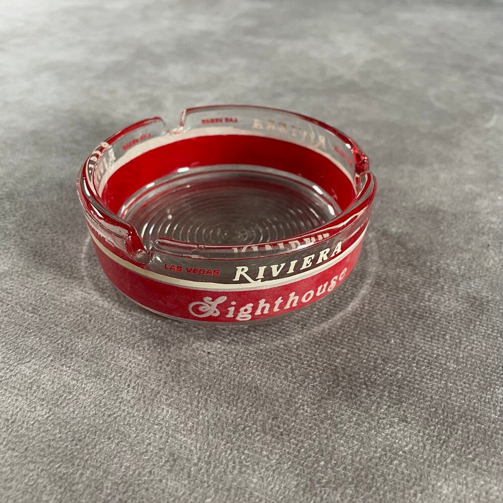 Vintage Las Vegas Riviera Hotel Casino Glass Ashtray Lighthouse Collectible